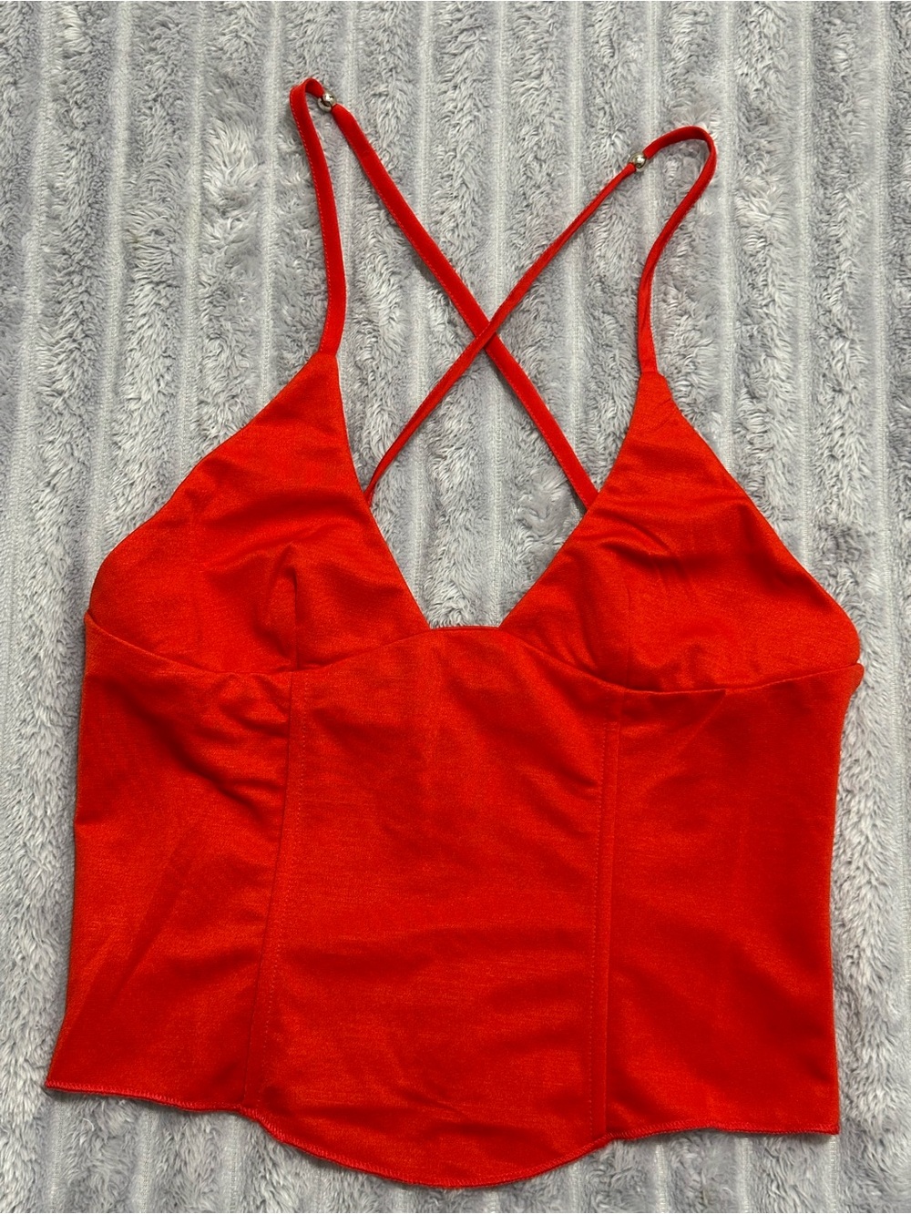 Red Cross-Back Cami Top - Picture 3 of 5